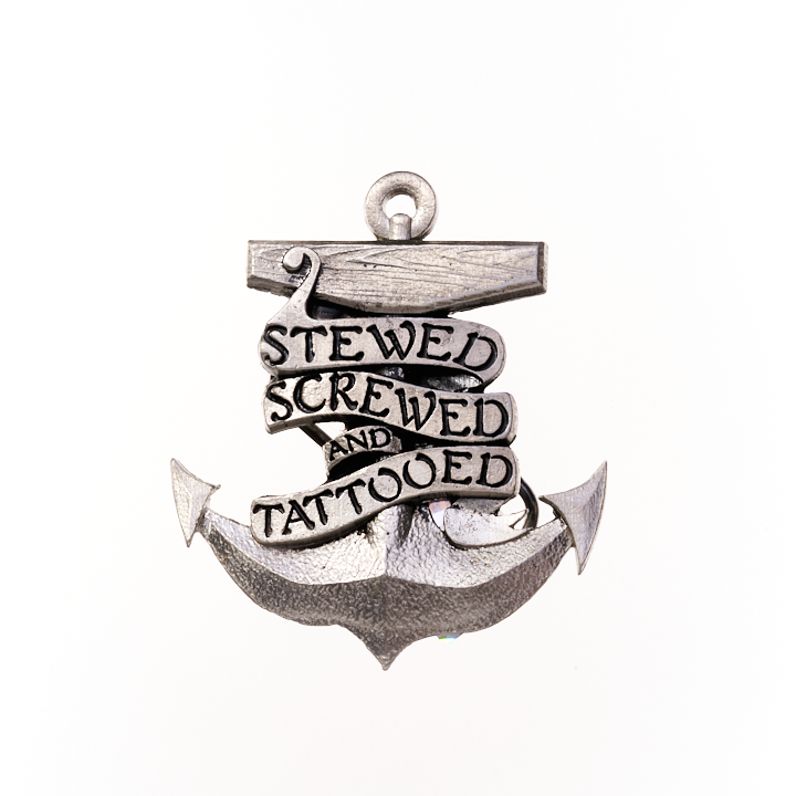 STEWED SCREWED AND TATTOOED ANCHOR BELT BUCKLE