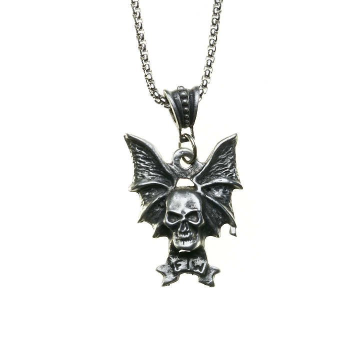 SKULL AND BAT WINGS NECKLACE