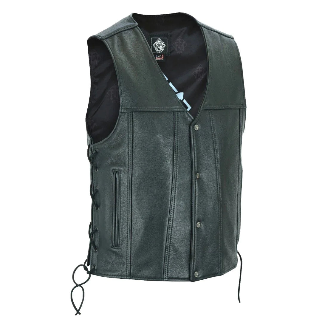 FTW WOLFPACK MENS LEATHER VEST WITH SIDE LACE - FTW USA FTW WOLFPACK MENS LEATHER VEST WITH SIDE LACE - FTW USA