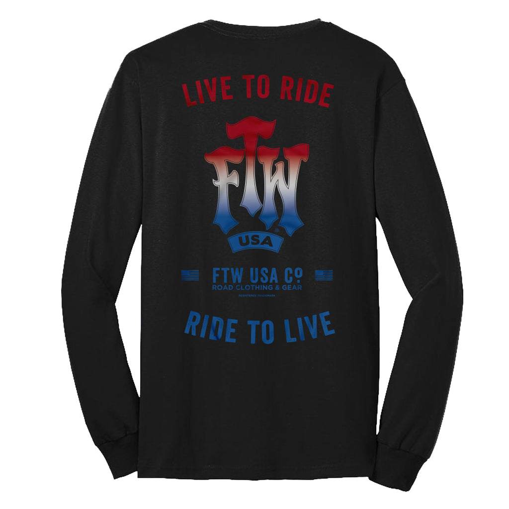 LIVE TO RIDE FTW USA LONG SLEEVE MENS TSHIRT