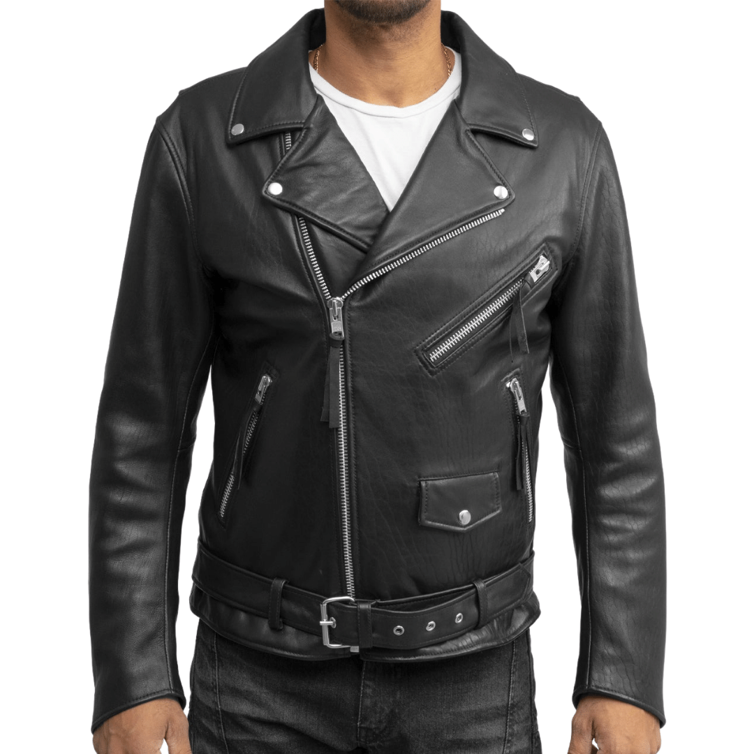 The Jay Classic Lambskin Leather Mens Motorcycle Jacket - FTW USA