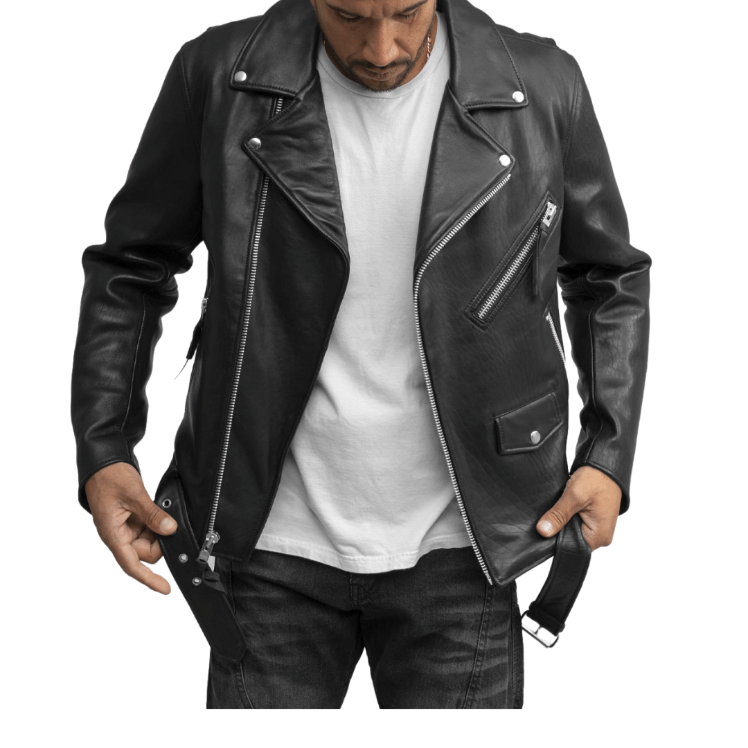 Buy lambskin leather biker jacket
